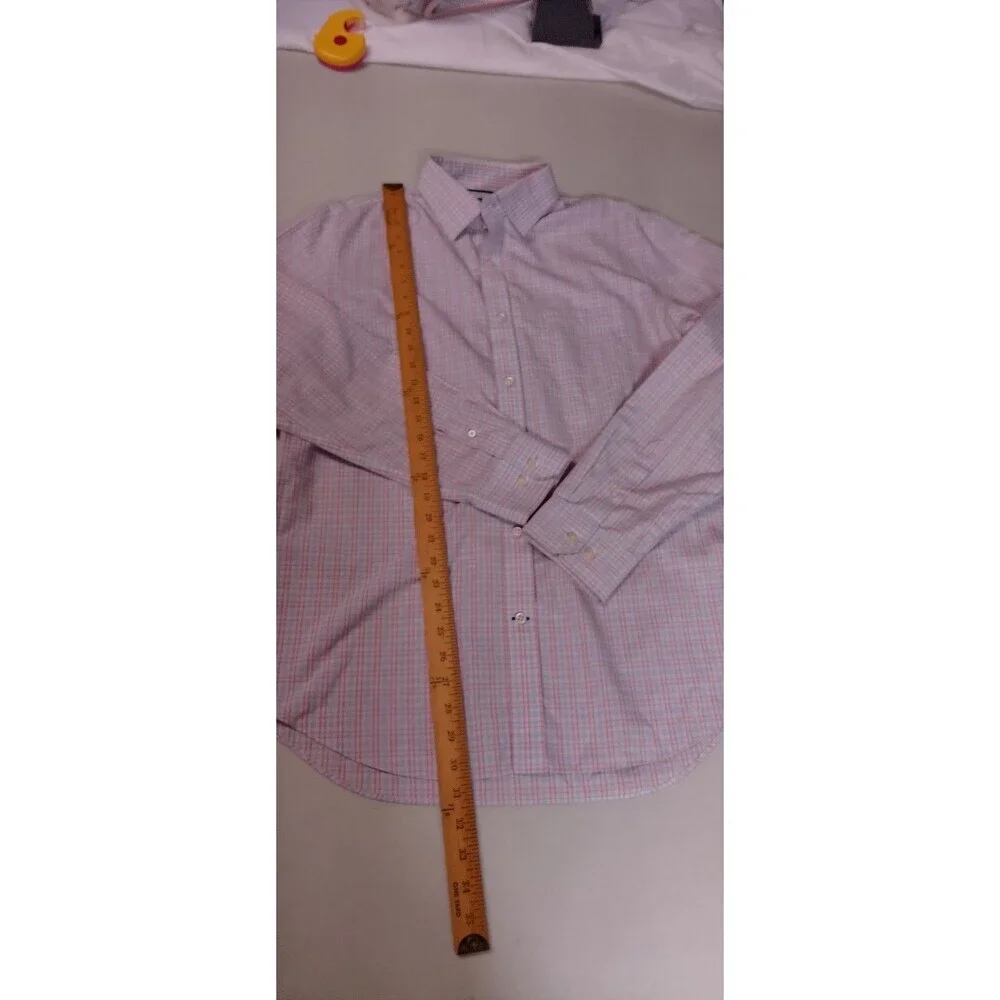 Banana Republic Men’s Medium 15-15.5 Non-Iron Classic Fit Shirt Pink Blue Plaid